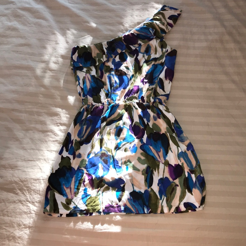 Floral one shoulder ruffle summer dress